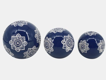 Cer, S 3 Chinoiserie Lotus Orbs, 4 5 6  Blue wht Online now