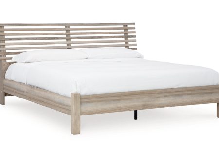 Hasbrick Tan King Slat Panel Bed Online