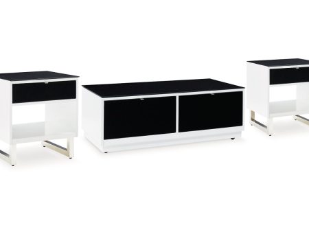 Gardoni White Black Coffee Table and 2 End Tables For Sale