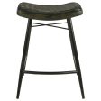 Bayu Leather Upholstered Saddle Seat Backless Counter Height Stool Antique Espresso and Black (Set of 2) For Discount