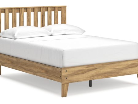 Bermacy Light Brown Full Platform Panel Bed Cheap