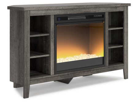 Arlenbry Gray Corner TV Stand with Electric Fireplace Online Sale