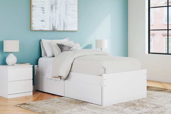 Onita White Twin Platform Bed with 1 Side Storage Cheap