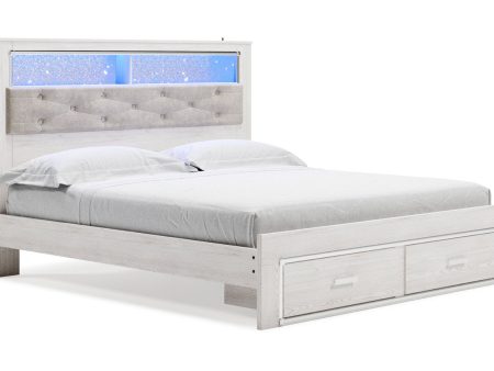 Altyra White King Upholstered Bookcase Bed with Storage For Discount