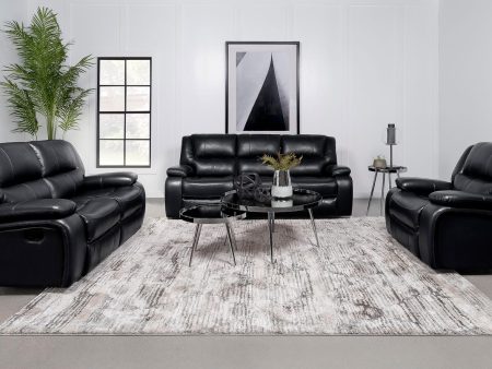 Camila 3-piece Upholstered Motion Reclining Sofa Set Black Online now