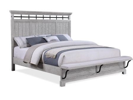 Beckett Rustic Gray King Footboard Bench Panel Bed For Sale