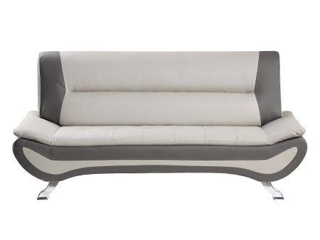 Veloce Beige Gray Faux Leather Sofa Sale