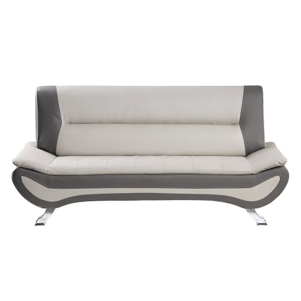 Veloce Beige Gray Faux Leather Sofa Sale