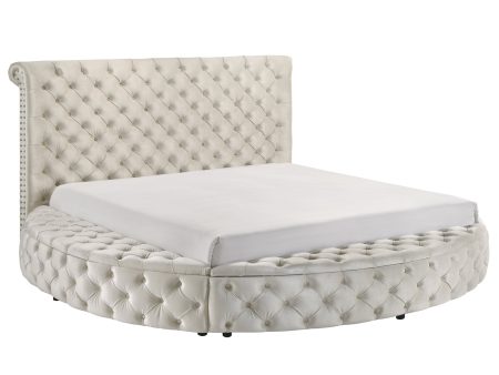 Brigitte Ivory King Upholstered Storage Panel Bed Online