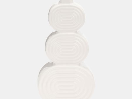 Cer, 12  Stacked Circles Vase, White For Discount