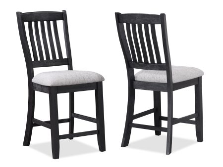 Buford Charcoal Black Light Gray Counter Height Chair, Set of 2 Supply