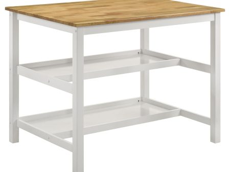 Hollis Kitchen Island Counter Height Table Brown and White Fashion