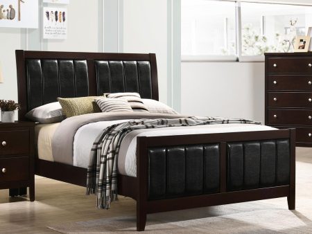 Carlton Full Upholstered Panel Bed Cappuccino Black For Cheap