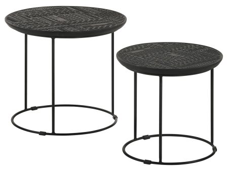 Loannis 2-Piece Round Nesting Table Matte Black Cheap