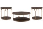 Brazburn Dark Brown Gold Finish Coffee Table and 2 End Tables Fashion