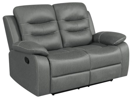 Nova Upholstered Motion Reclining Loveseat Dark Grey Online Hot Sale