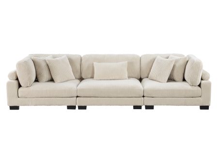 Traverse Beige Corduroy 3-Piece Sofa Online Hot Sale