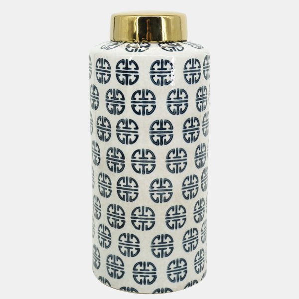 Cer, 13 h Modern Ginger Jar, Navy white Discount