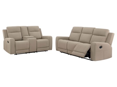 Brentwood 2-piece Upholstered Motion Reclining Sofa Set Taupe For Discount