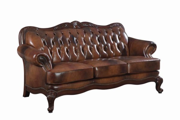 Victoria Rolled Arm Sofa Tri-tone and Brown Online now