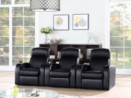 Cyrus Upholstered Recliner Living Room Set Black Hot on Sale