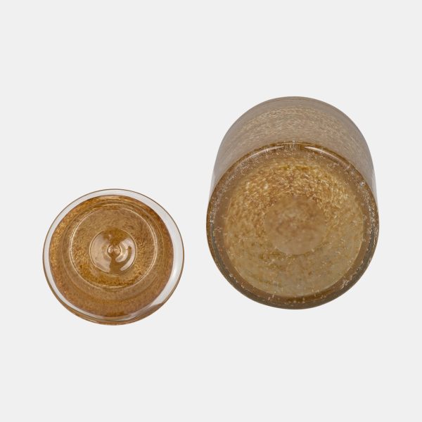 Glass, 10  Jar W  Knot Lid Amber Bubble Online Hot Sale