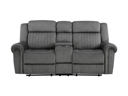 Brennen Charcoal Double Reclining Loveseat with Center Console Fashion