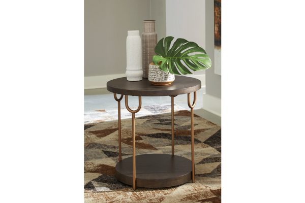 Brazburn Dark Brown Gold Finish Coffee Table and 2 End Tables Fashion