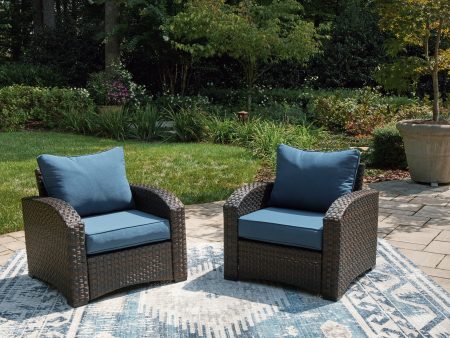 Windglow Blue Brown Outdoor Lounge Chair with Cushion on Sale