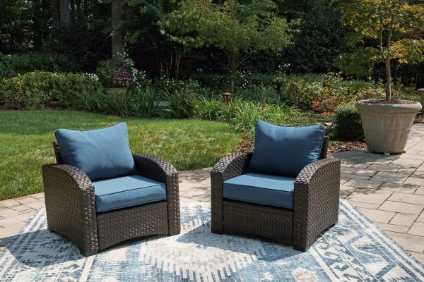 Windglow Blue Brown Outdoor Lounge Chair with Cushion on Sale