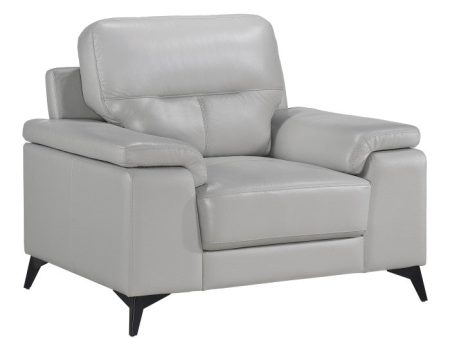 Mischa Silver Grain Top Grain Leather Chair Sale