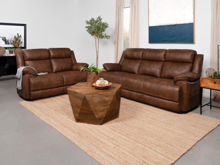 Ellington 2-piece Upholstered Padded Arm Sofa Set Dark Brown For Discount