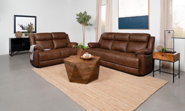 Ellington 2-piece Upholstered Padded Arm Sofa Set Dark Brown For Discount