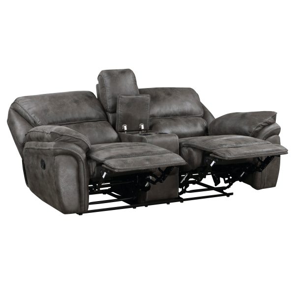 Proctor Gray Microfiber Double Reclining Loveseat with Center Console Fashion