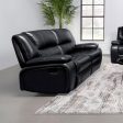 Camila Upholstered Motion Reclining Loveseat Black Discount