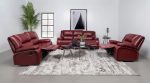 Camila 3-piece Upholstered Reclining Sofa Set Red Faux Leather Online