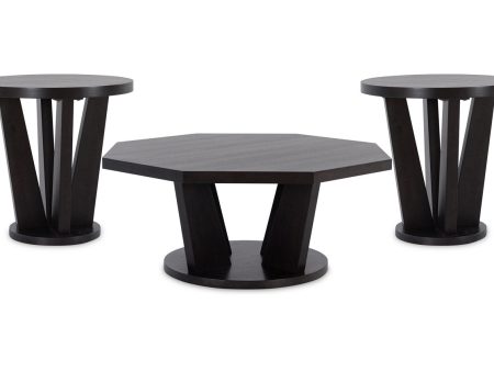 Chasinfield Dark Brown Coffee Table and 2 End Tables on Sale