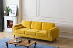 Troya Mustard Velvet Sofa With Reversible Cushions on Sale