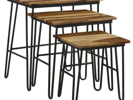 Nayeli 3-Piece Nesting Table with Hairpin Legs Natural Black on Sale