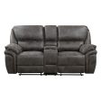 Proctor Gray Microfiber Double Reclining Loveseat with Center Console Fashion