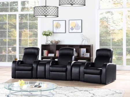 Cyrus Upholstered Recliner Living Room Set Black For Cheap