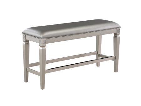 Klina Silver Champagne Counter Height Dining Bench Fashion