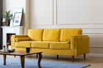 Troya Mustard Velvet Sofa With Reversible Cushions on Sale