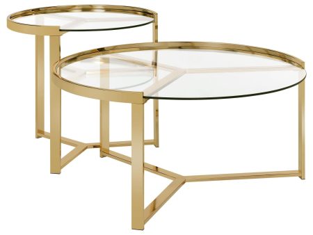 Delia 2-Piece Round Nesting Table Clear Gold Supply