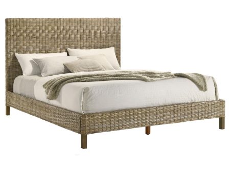 Zyla Woven Rattan California King Panel Bed Kubu Grey on Sale