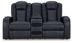 Fyne-Dyme Sapphire Power Reclining Loveseat with Console For Cheap