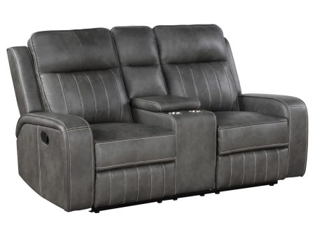 Raelynn Upholstered Motion Reclining Loveseat Grey Online now