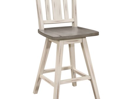 Amsonia Gray White Swivel Counter Height Chairs, Set of 2 Discount