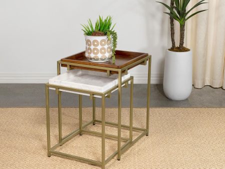 Bolden 2-Piece Square Nesting Table With Recessed Top Gold Sale