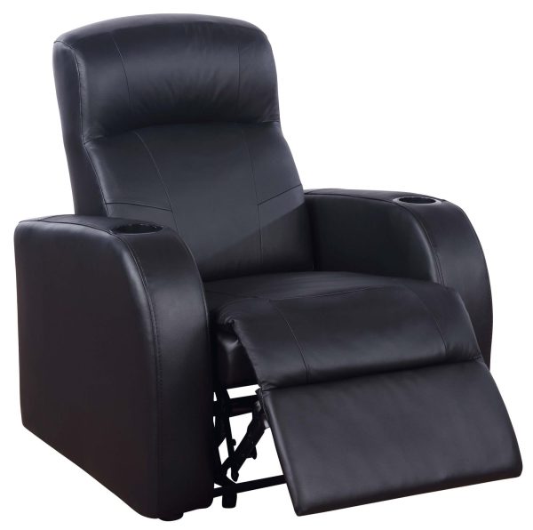 Cyrus Upholstered Recliner Living Room Set Black Supply